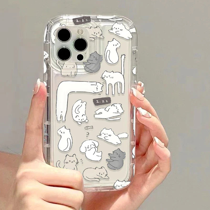 Cute Cat Clear Soft Funda Airbag Cover Phone Case
