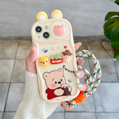 Cute Cartoon Pink Disney Winnie Pooh Lotso Bear Slide Camera Protection Phone Case