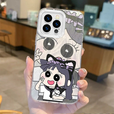 Cute Crayon Shin-chans Couple Gradient Phone Case