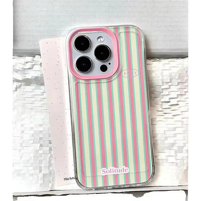 Ins Korean Cute Pink Stripe Phone Case