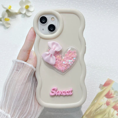 Cute 3D Bow Soft Curly Wave Cover Phone Case