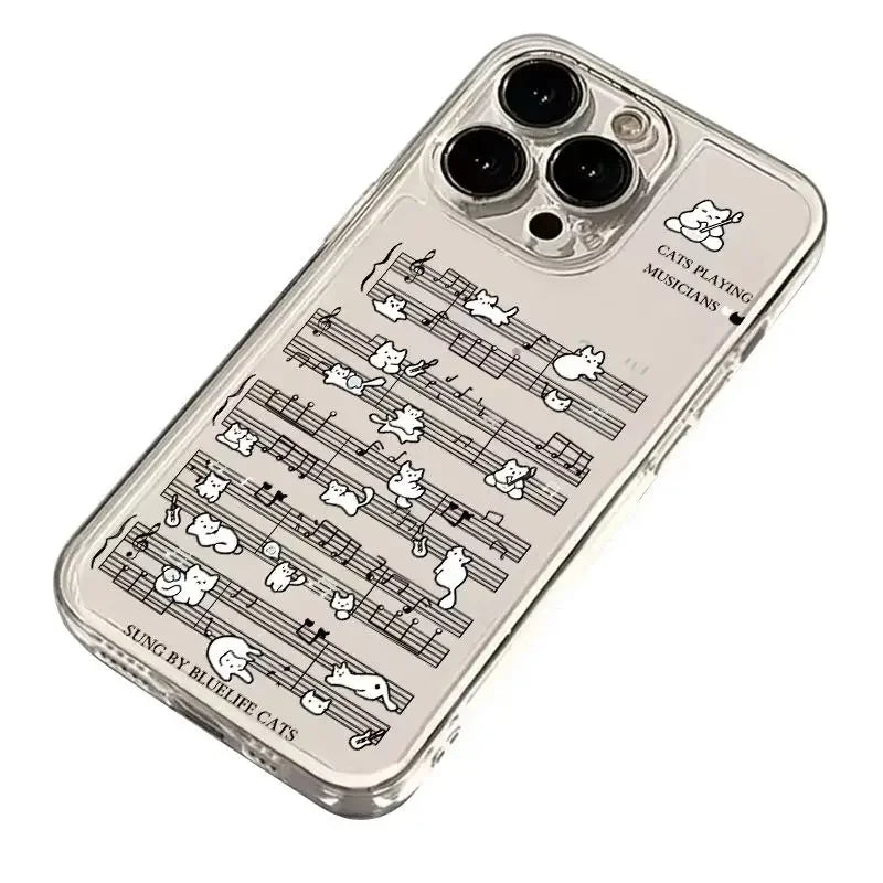 Music Score With Small Cats Phone Case