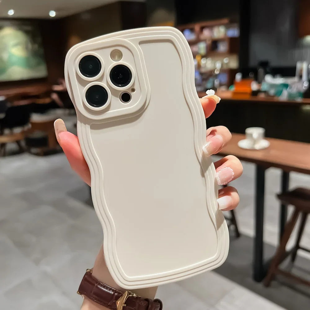 Fashion Cute Solid Curly Wave Phone Case