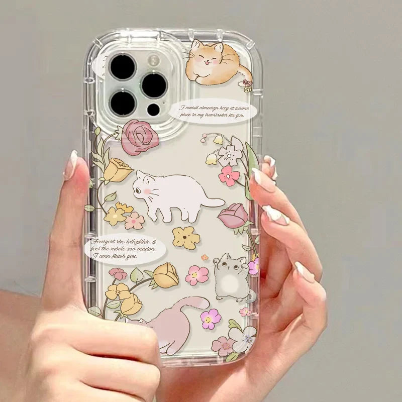 Cute Cat Clear Soft Funda Airbag Cover Phone Case