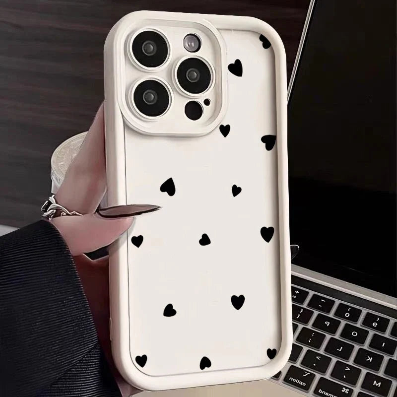 Simple Style Love Hearts Print Soft Silicone Cover Coque Phone Case