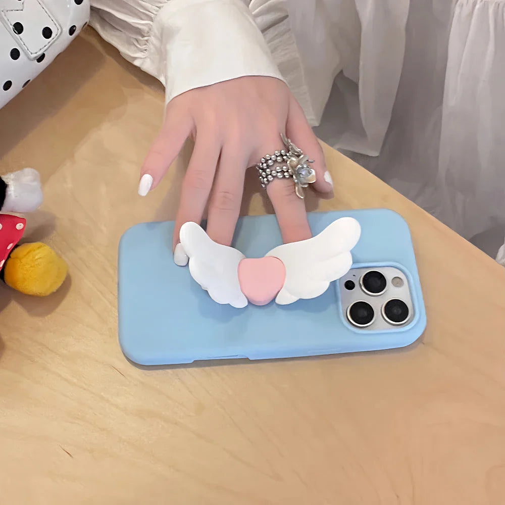 Cute 3D Angel Wings Case With Stand Holder Cover Phone Case