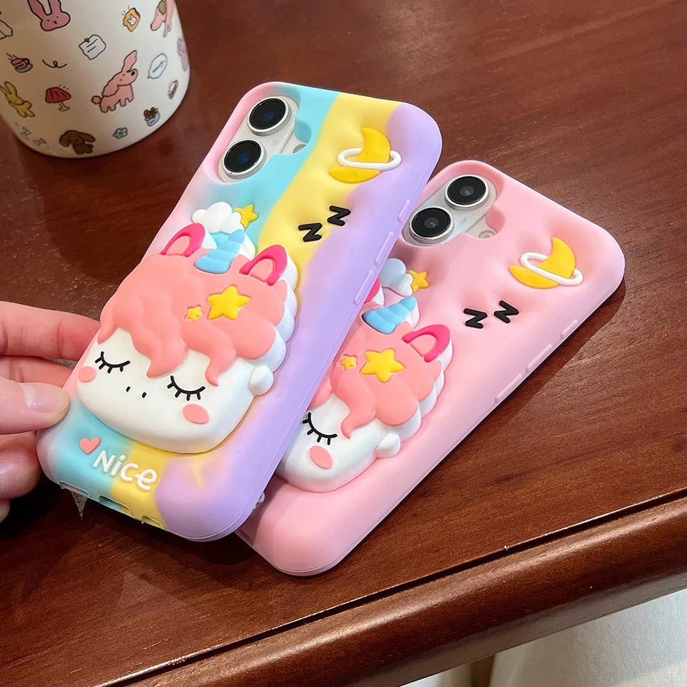 Rainbow Unicorn Telescopic Bracket Phone Case