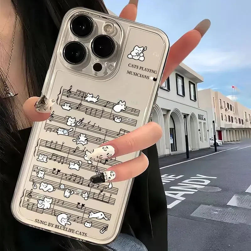 Music Score With Small Cats Phone Case