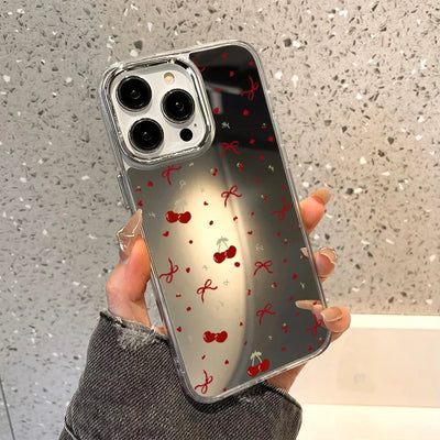 Cute Cherry Bow Mirror Phone Case