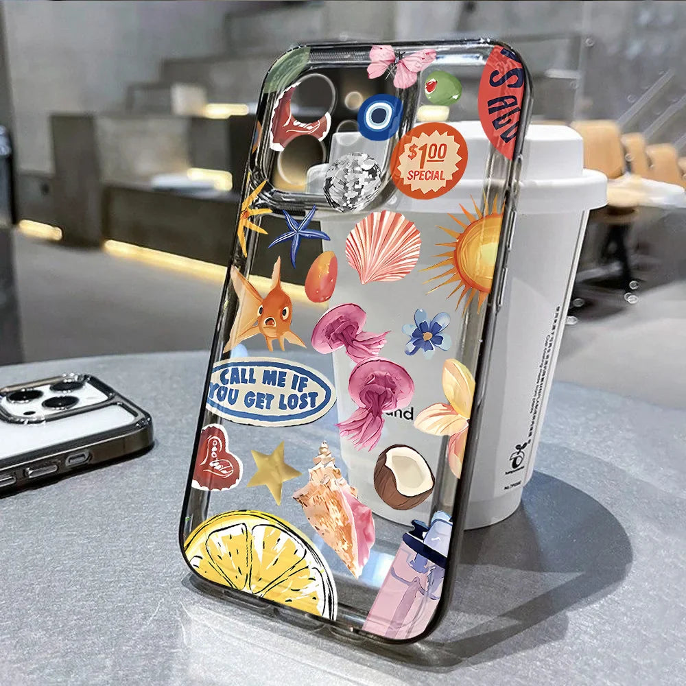 Lovely Fishes Back Soft Cover Liquid Silicone Shockproof Phone Case
