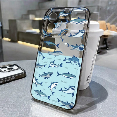 Lovely Fishes Back Soft Cover Liquid Silicone Shockproof Phone Case