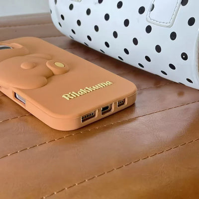 Funny 3D Cartoon Hide and Seek Rilakkuma Bear Phone Case