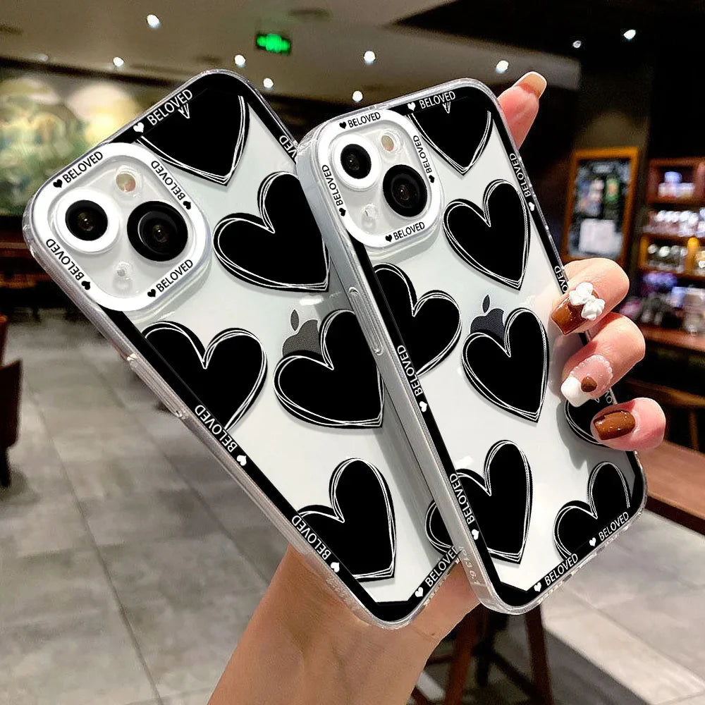 Love Heart Clear Protective Cover Phone Case