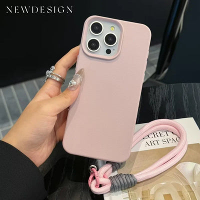 Luxury With Lanyard Litchi Lines Leather Phone Case