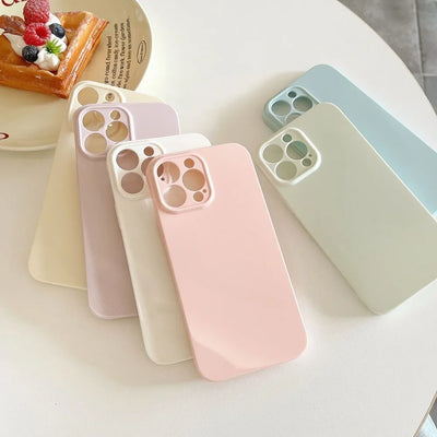 Solid Cream Color Shockproof  Phone Case