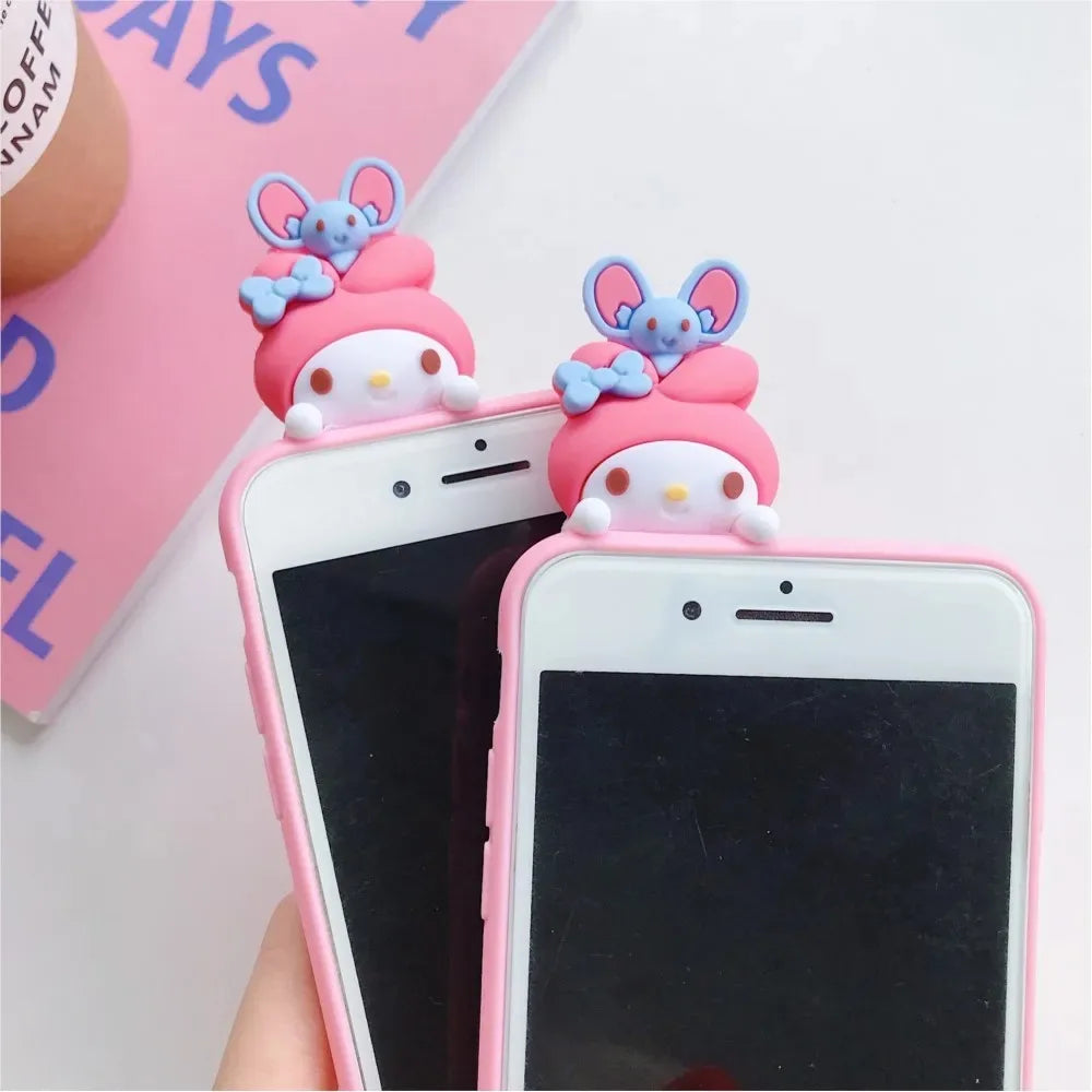 3D Melody Hello Kitty Phone Holder Case Lanyard Cover Phone Case