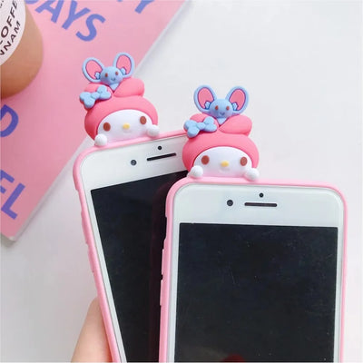 3D Melody Hello Kitty Phone Holder Case Lanyard Cover Phone Case