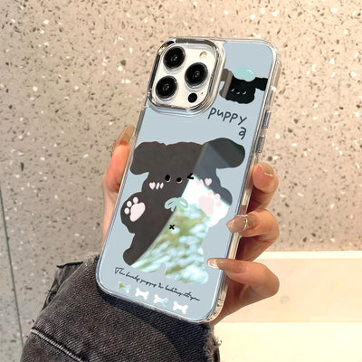 Cute Puppy Luxury Plating Mirror Shockproof Cover Phone Case