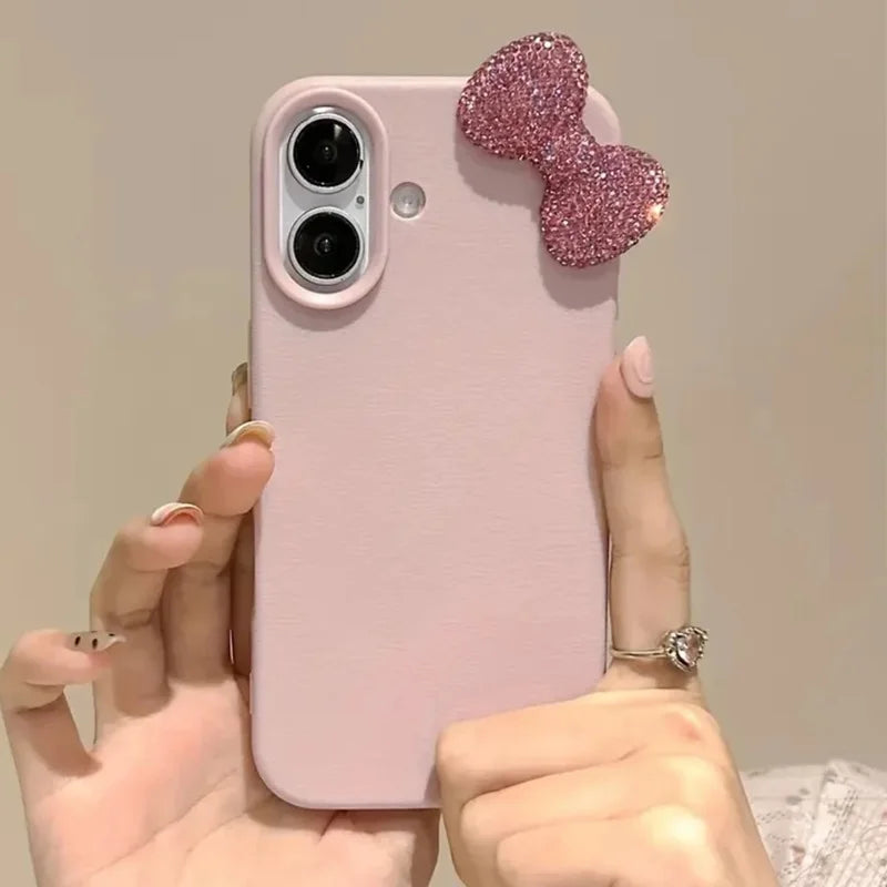 Cute 3D Diamond Bow Pink Phone Case