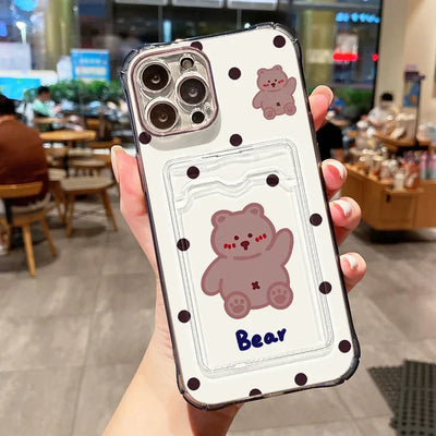 Cute Bear Soft Card Bag Transparent Cover Phone Case