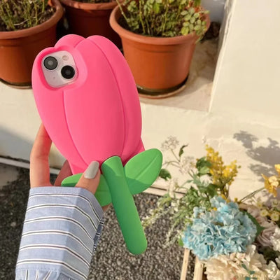 3D Cute Tulips Flower Soft Silicone Phone Case