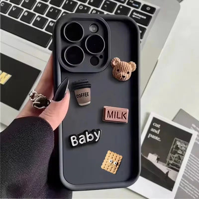 Cute Cartoon 3D Coffee Bear Phone Case
