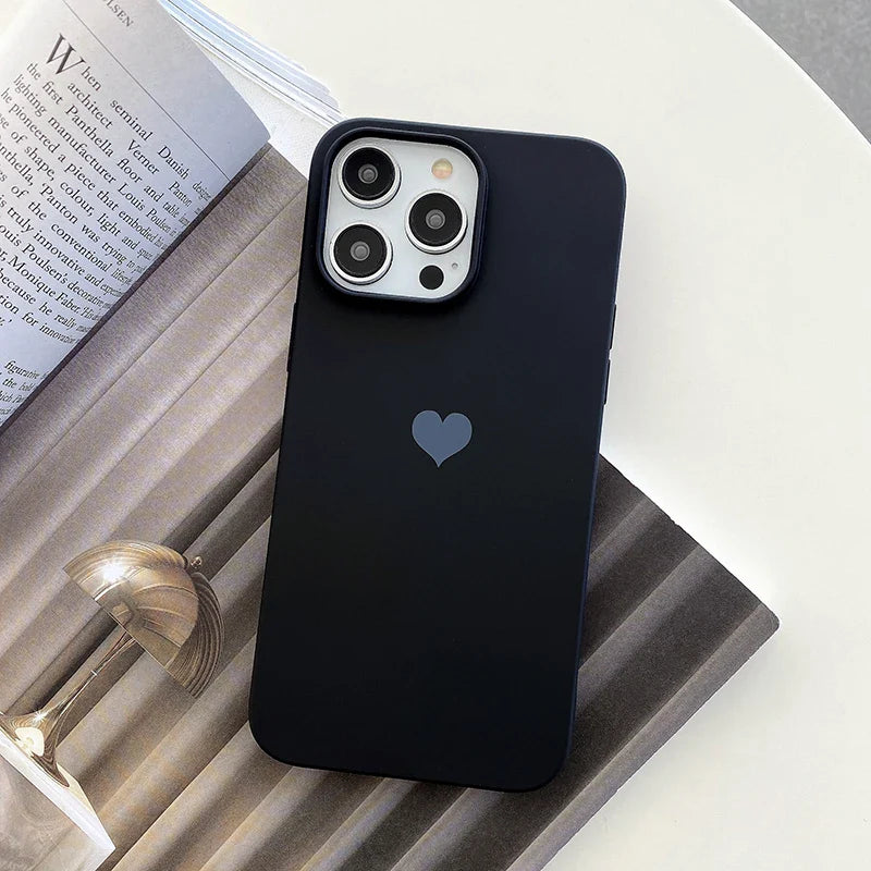 Matte Candy Color Love Heart Soft TPU Phone Case