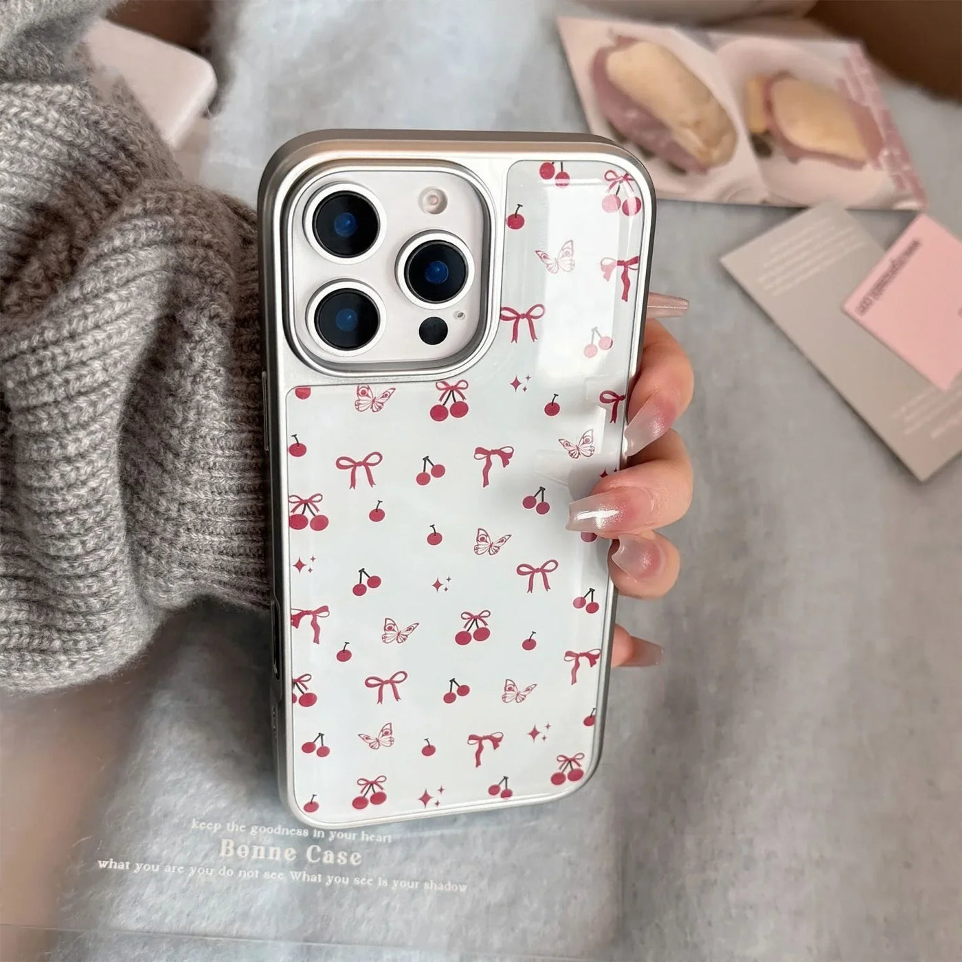 Fantastic Butterfly Red Cherry Bow Compatible Phone Case