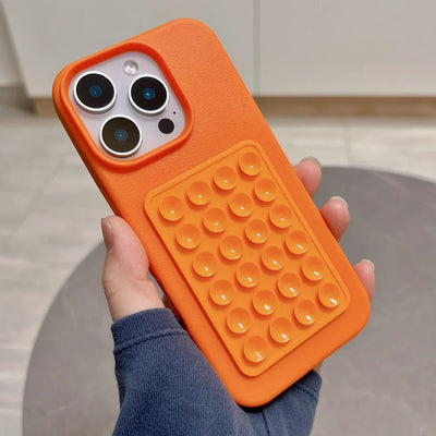 Luxury 3D Suction Cup Stand Litchi Pattern Phone Case