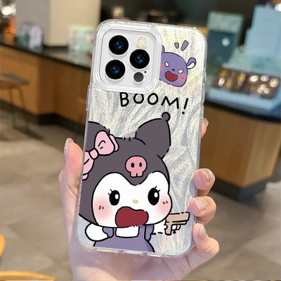 Cute Kuromi Cartoon Feather Yarn Phone Case