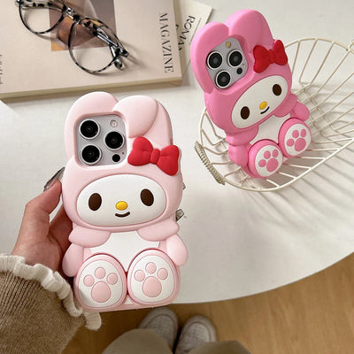 Cute 3D Cartoon My Melody Stretching Feet Stand Holder Phone Case