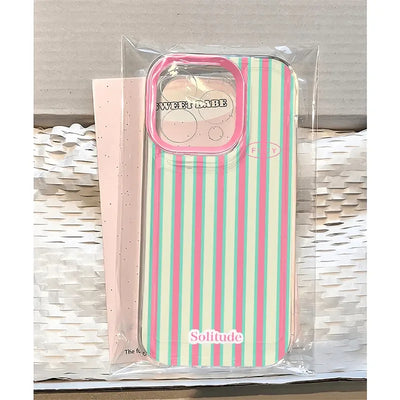 Ins Korean Cute Pink Stripe Phone Case