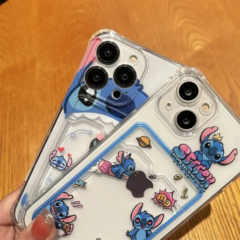 Cartoon Stitch Card Holder Slot Bag Wallet Phone Case