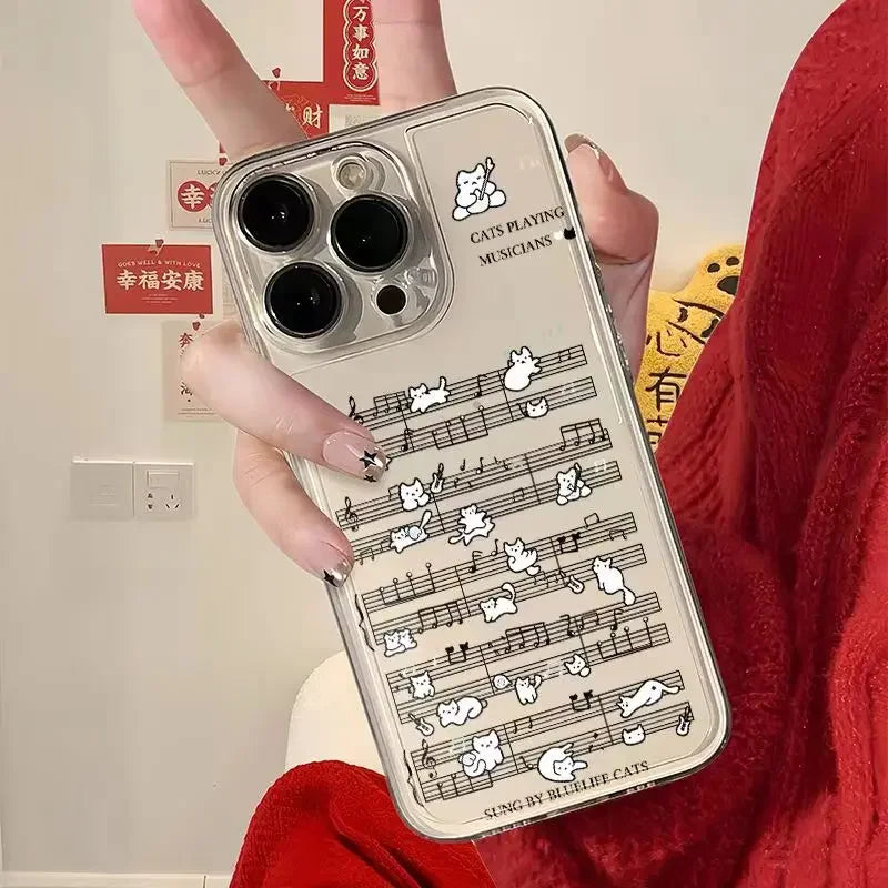 Music Score With Small Cats Phone Case