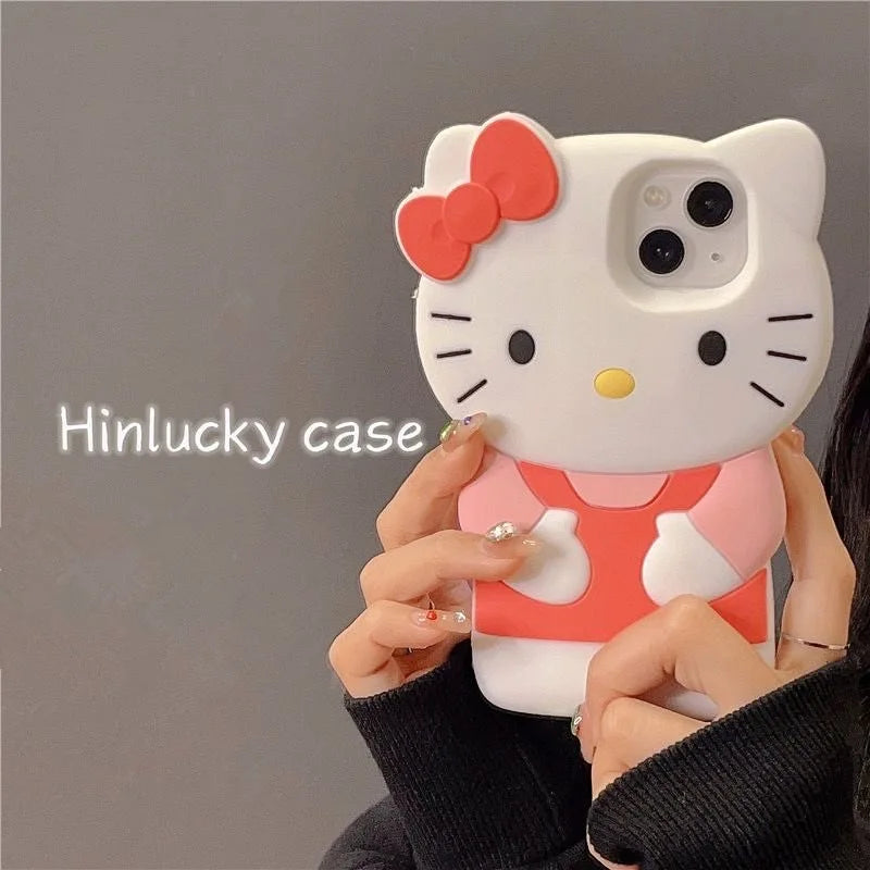3D Pink Hello Kitty Cartoon Silicon Soft Phone Case