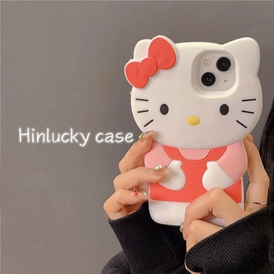 3D Pink Hello Kitty Cartoon Silicon Soft Phone Case