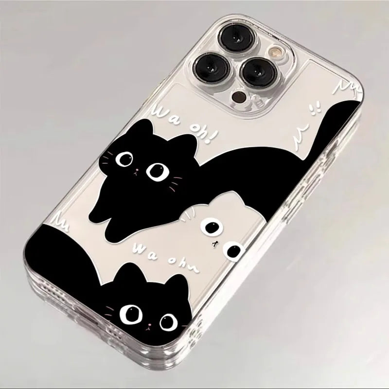 Black White Big Eyes Cat Kitty Phone Case