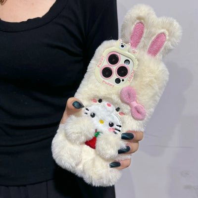 Cartoon Cute 3D Bow Plush Bunny Kawaii Phone Case