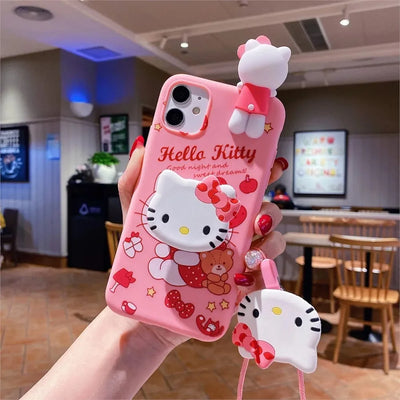 3D Melody Hello Kitty Phone Holder Case Lanyard Cover Phone Case