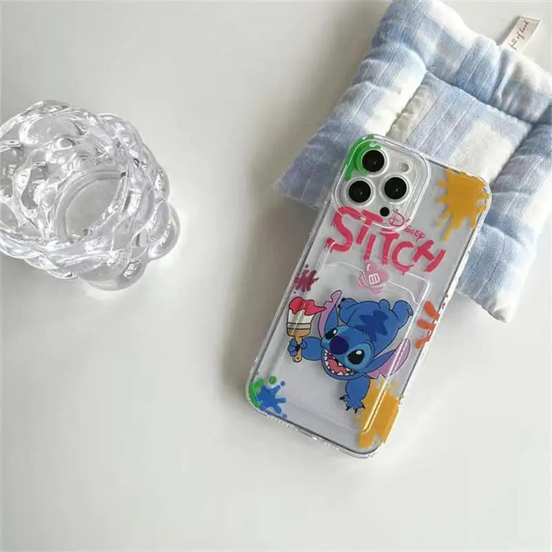 Cartoon Stitch Card Holder Slot Bag Wallet Phone Case