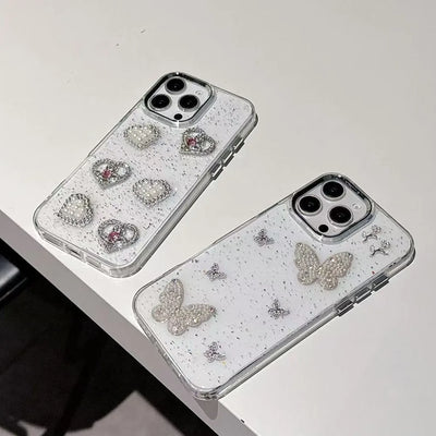 Luxury 3D Jewelry Love Heart Butterfly Phone Case