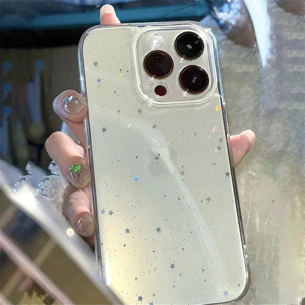 Luxury Bling Star Sequins Glitter Transparent Phone Case