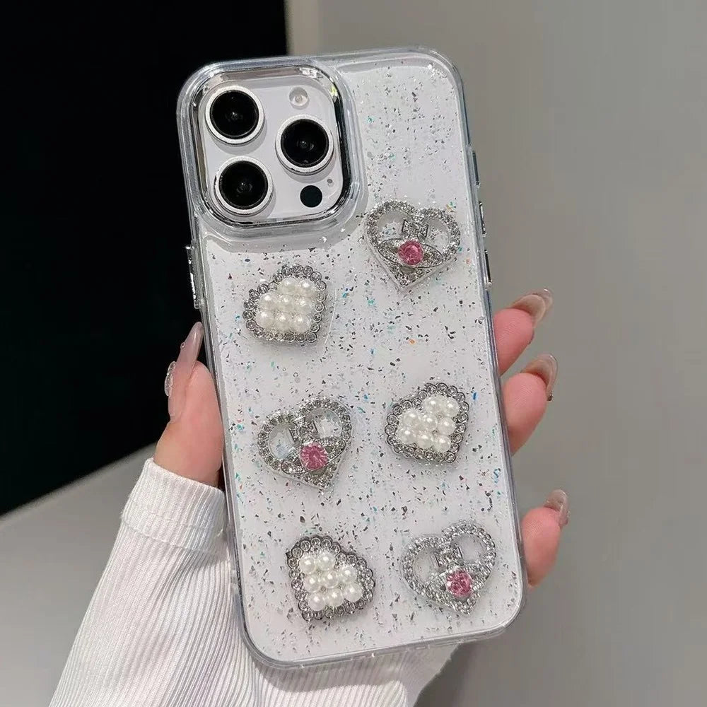 Luxury 3D Jewelry Love Heart Butterfly Phone Case