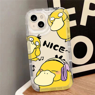 Cartoon Lovely Psyducks Clear Silicone Protective Phone Case