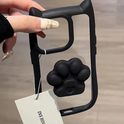 Cute 3D Cat Ear Claw Grip Tok Holder Phone Case