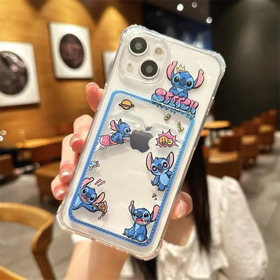 Cartoon Stitch Card Holder Slot Bag Wallet Phone Case