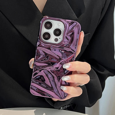 Plating Purple Meteorite Fold Texture Glossy Phone Case