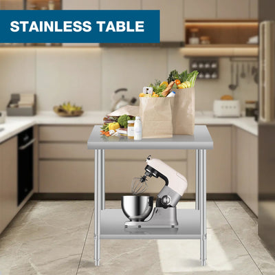 36''*24'' Commercial Work Table for Restaurant and Home Stainless Steel Kitchen Prep Table with Under Shelf