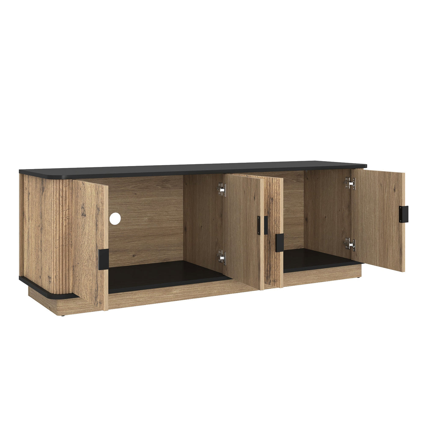 Natural Wood Grain Four-Door MDF TV Cabinet, An Ideal Choice for TV And Item Storage in Modern Homes, A Perfect Blend of Nordic And Modern Minimalist Styles, With Dimensions of 55*15.7*18.9 inches