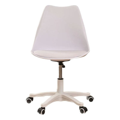 Armless Office Chair,Ergonomic Small Computer Desk Chair with Wheels,Adjustable Rolling Chair, Support Swivel Task Chair for Small Spaces living room,bedroom(White)